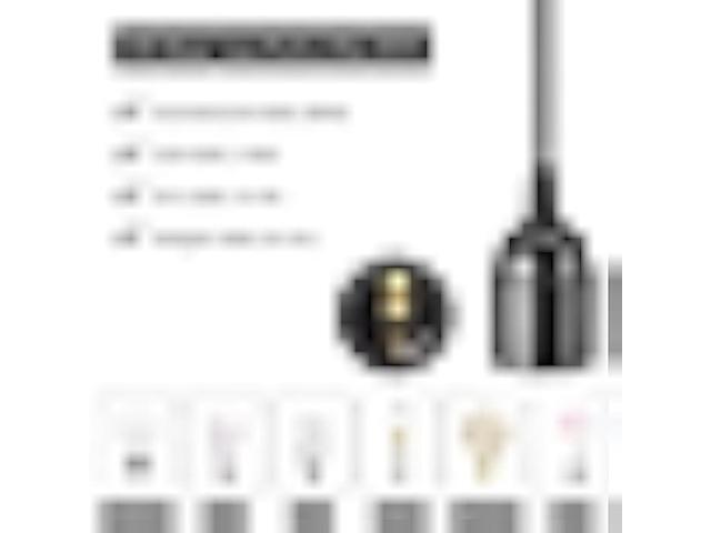 20Ft Extension Hanging Lantern Cord - Black, E26 Light Bulb Socket with Cord, On/Off Switch, Polarized Plug, UL Approval Pendant Light Cable with...