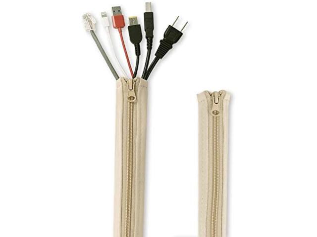 Flexible Cable Management Sleeve with Zipper - Extendable Cord Organizer System Wrap Wire Cable Cover Sleeve Holder, Keep Home & Office Clean Safe...