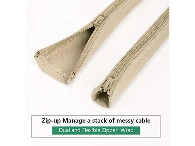 Flexible Cable Management Sleeve with Zipper - Extendable Cord Organizer System Wrap Wire Cable Cover Sleeve Holder, Keep Home & Office Clean Safe...