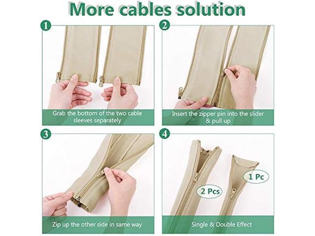 Flexible Cable Management Sleeve with Zipper - Extendable Cord Organizer System Wrap Wire Cable Cover Sleeve Holder, Keep Home & Office Clean Safe...