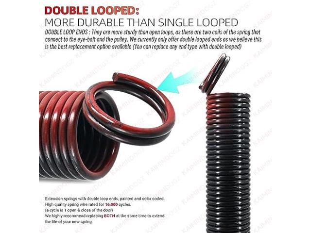 Pair of 150lb. Heavy Duty Garage Door Extension Springs Stretch Springs, 25 Long, Double Loop Ends, High Precision Electrophoresis Black Coated,MIN...