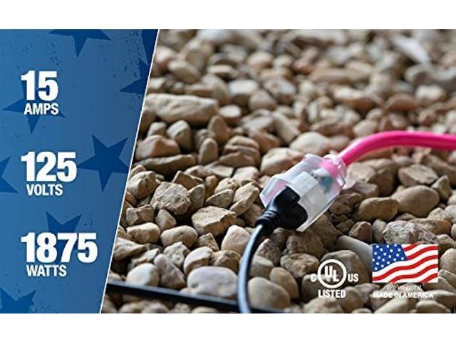 Coleman Cable 2577SW000A EXTCORD, 12/3 SJTW 25' COOL PINK LE SW+, One Size