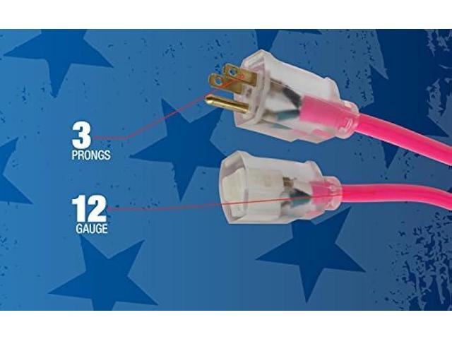Coleman Cable 2577SW000A EXTCORD, 12/3 SJTW 25' COOL PINK LE SW+, One Size