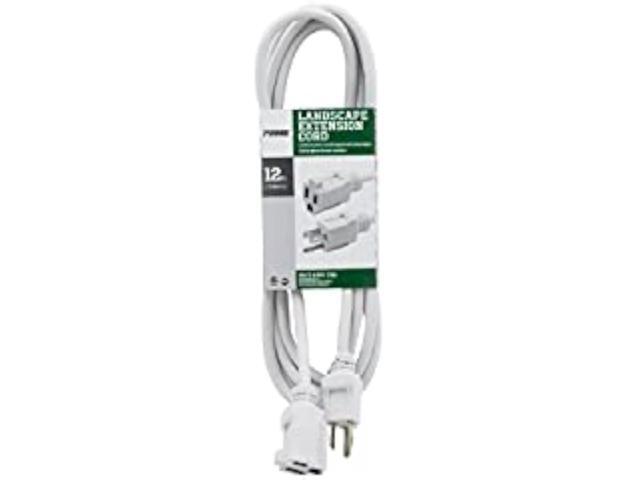 Prime EC883612 12' 16/3 SJTW White Landscape Extension Cord