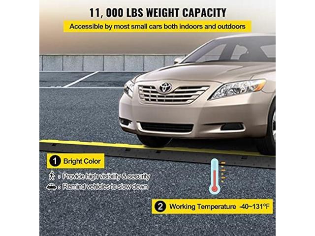Happybuy 3 Pack of 2 Channel 11000lbs per Axle Capacity Protective Wire Cord Ramp Driveway Rubber Traffic Speed Bumps Cable Protector