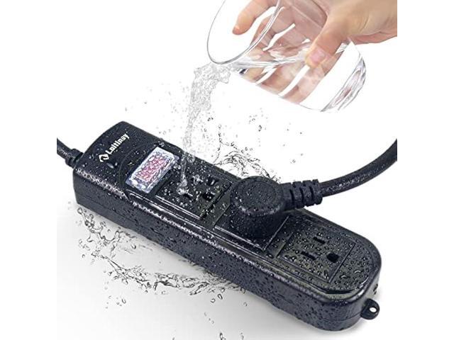 Loitinsy Outdoor Power Strip Weatherproof, Waterproof Flat Plug with 3 Outlets, 6.5 FT Extension Cord, Overload Protection and Shockproof, Suitable...
