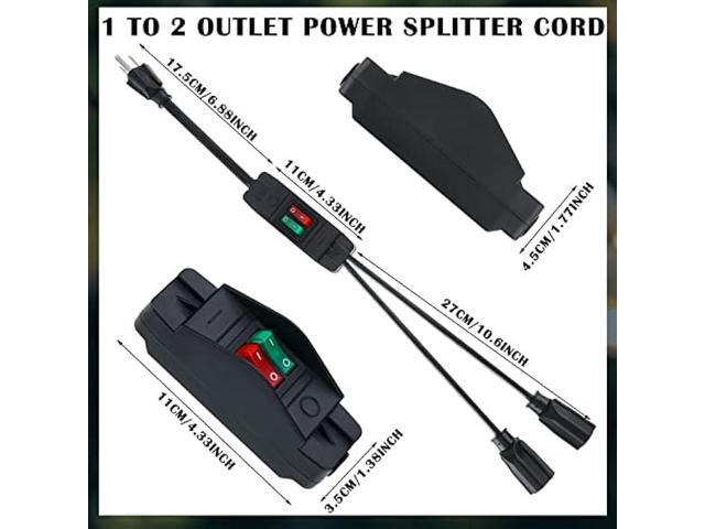 Power Cord Extension Y Splitter with ON Off Switch Plug Splitter 2 Way Outlet Adapter NEMA 5-15R to 1 NEMA 5-15P with 14AWG 15A/125V and 18AWG...