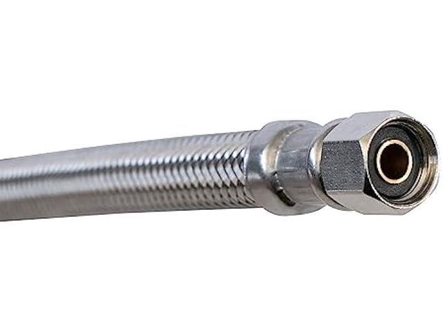 Endurance Pro 10 Foot Universal Ice Maker Flexible Braided Stainless Steel Water Supply Hose Connector Connection, 1/4 x 1/4 Inch Compression...