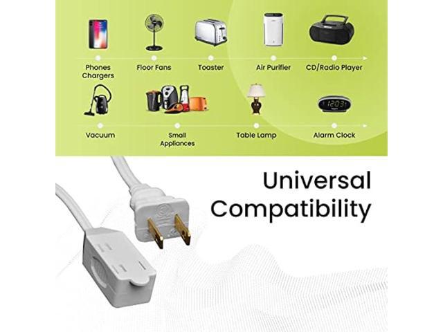 GoGreen Power (GG-24709) 16/2 9 Household Extension Cord, 3 Outlets, White, 9 Ft (Pack of 2)