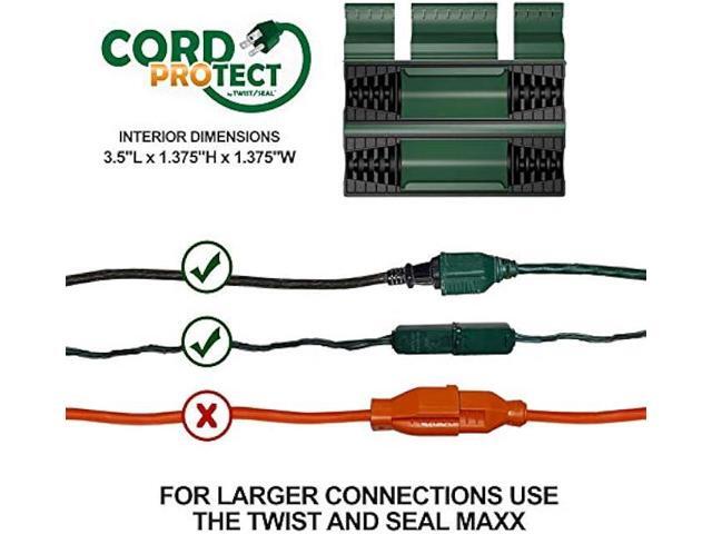 Twist and Seal Cord Protect (2 Pack) - Outdoor Extension Cord Safety Cover Connector and Weatherproof Electrical Protector Black