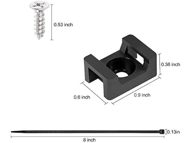 100 Pcs Cable Zip Tie Saddle Type Mounts Base with 8 Cable Ties Tapping Screw, Wire Cable Clips Organizer Holders Clamps Black