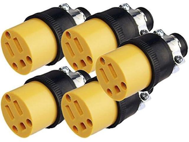 Black Duck Brand Female Extension Cord Replacement Electrical Plugs End (5 Pieces)