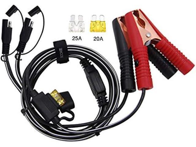 10FT 14AWG Battery Alligator Crocodile Clip to 2 SAE Connector Extension Cable,12V SAE Quick Release Adapter to Alligator Clips Quick Disconnect Cable