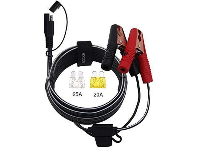 12FT 14AWG Battery Alligator Crocodile Clip to SAE Connector Extension Cable,12V SAE Quick Release Adapter to Alligator Clips Quick Disconnect Cable