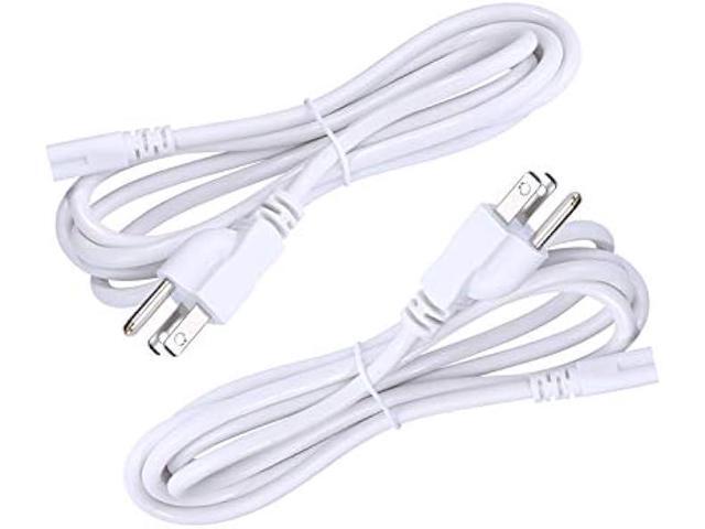 4ft US Plug Power Cable Wire for T5 T8 Double End 3Pin LED Tube, Extension Cord for Integrated LED Fluorescent Tube Light Bulb, White Color 5PACK