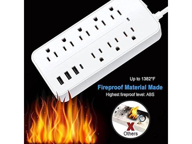 15FT Surge Protector Power Strip Extension Cord with USB C, Asamoom Flat Plug Power Strip with Long Cord, 8 Outlets and 3 USB & 1 USB-C Port, Wall...