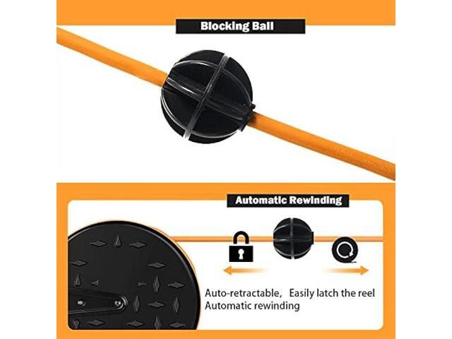 EP 30 Ft Retractable Extension Cord Reel, 16/3 SJTW Power Cord with 3 Electrical Outlets, Ceiling or Wall Mount, 10 Amp Circuit Breaker, Metal...