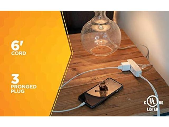 Coleman Cable 03517 Flat Plug Extension Cord; 16/3 Grounded with 3-Outlet Trinector Tap; 6-Foot