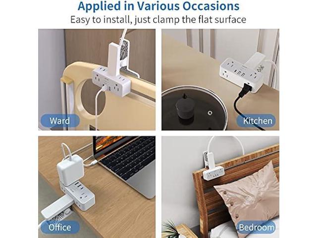 Desk Clamp Power Strip with USB Ports, Mscien 6FT Extension Cord with Multiple Outlets, Surge Protector Power Strip with 6 Outlet & 3 USB(1 USB C),...
