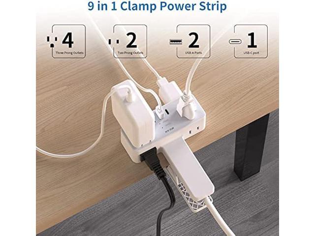 Desk Clamp Power Strip with USB Ports, Mscien 6FT Extension Cord with Multiple Outlets, Surge Protector Power Strip with 6 Outlet & 3 USB(1 USB C),...