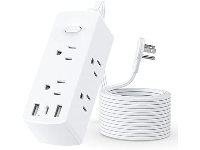 Power Strip Surge Protector, Olcorife Ultra Thin Flat Plug Extension Cord 5ft, 6 Outlets 3 USB Ports(1 USB C), 3 Sided Outlet Extender for Home...
