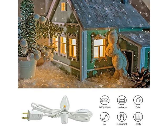 Austin Coast 4 Pack Lights Accessory Cord with 4 C7 Led Light Bulb, Clip-in Lamp Cord Replacement, Candelabra-Base E12 Socket White Cord with...