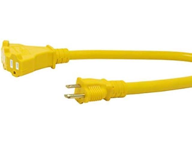 Coleman Cable 41128802 4112SW8802 12/3 2-Feet Tri-Source Adapter Multi-Outlet Extension Cord, Yellow, One Size, Orange