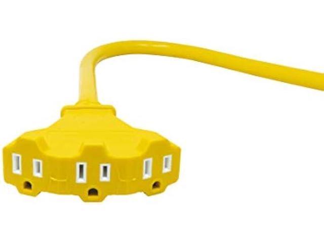 Coleman Cable 41128802 4112SW8802 12/3 2-Feet Tri-Source Adapter Multi-Outlet Extension Cord, Yellow, One Size, Orange