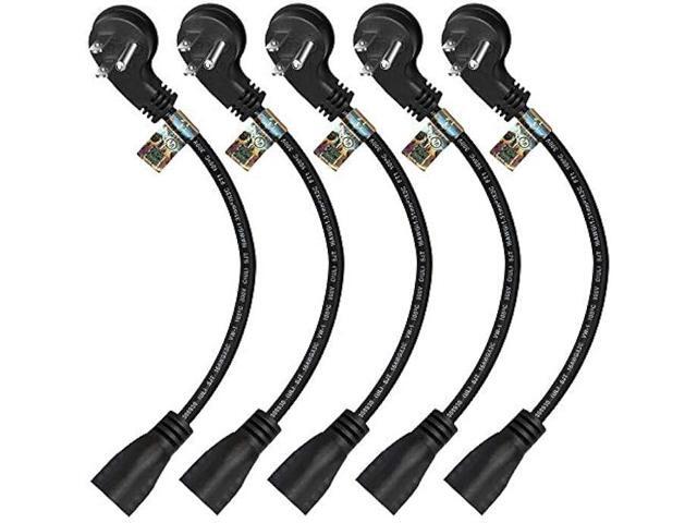 Short Extension Cord 1 Ft 12 Inches, 16AWG 3 Prong Male to Female - Flat Plug Short Indoor and Outdoor Extension Cord- Power Extension Cord Black-...