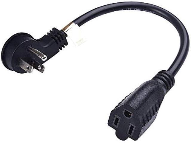 1 Foot Extension Cord - Flat Plug Space Saver Short Cable, Three Prong, 16 AWG Thickness - 5 Pack - By Luxury Office