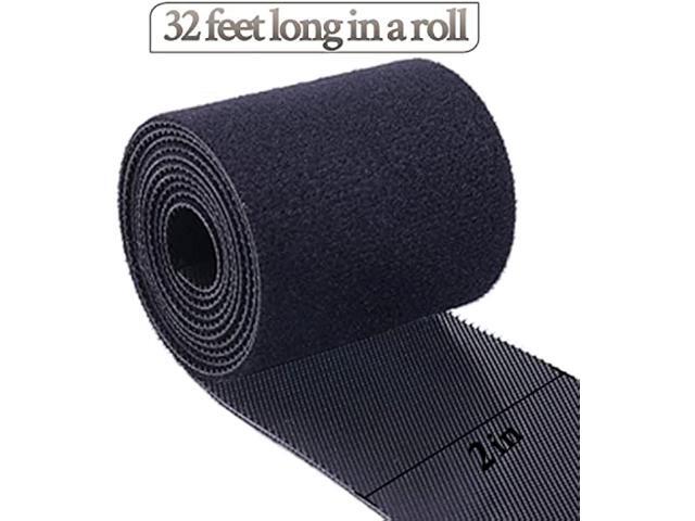 32FT Reusable Fastening Tape Cable Ties Double-Sided Hook-and-Loop Cable Management Tape Strength and Durability 2''/Width (Black)