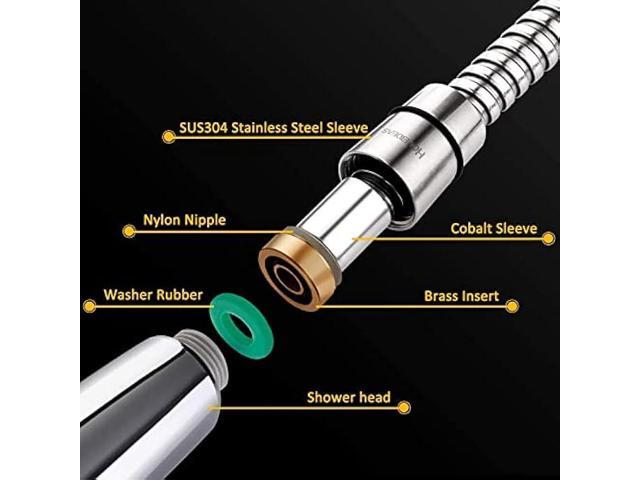 HOMEIDEAS 118-Inch(3m) Shower Hose 304 Stainless Steel Extra Long Shower Hose Replacement Handheld Shower Head Hose Extension