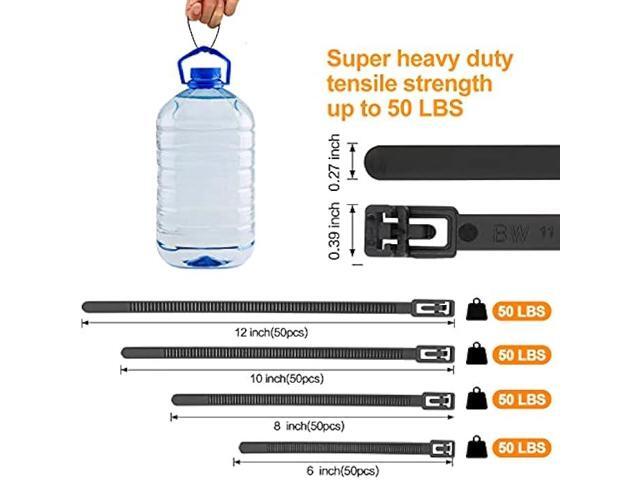 Reusable Zip Ties Assorted Sizes 6+8+10+12 Inch 100 Packs Releasable Zip Tie Heavy Duty Round Ending No Hurt Removable Cable Ties Reusable Indoor...