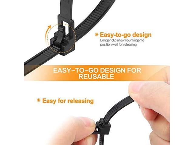 Reusable Zip Ties Assorted Sizes 6+8+10+12 Inch 100 Packs Releasable Zip Tie Heavy Duty Round Ending No Hurt Removable Cable Ties Reusable Indoor...