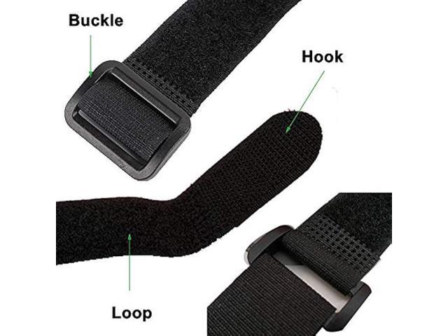 HUAPX Fastening Hook and Loop Cable Straps,10Pack Black Self-Adhesive Cable Ties,Nylon Securing Straps with Buckles,Adjustable and Reusable Cinch...