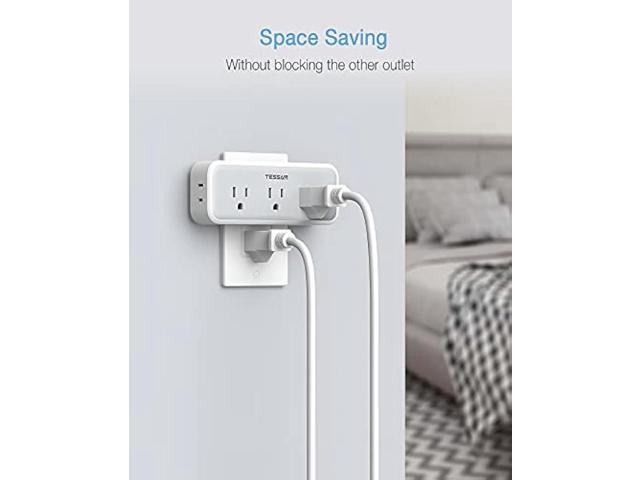 Multi Plug Outlet Extender, TESSAN Surge Protector Wall Plug Splitter with 5 Electrical Outlet Expander, Multiple Plug Adapter for Travel Home Office