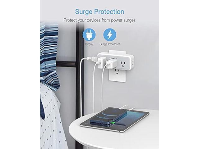 Multi Plug Outlet Extender, TESSAN Surge Protector Wall Plug Splitter with 5 Electrical Outlet Expander, Multiple Plug Adapter for Travel Home Office