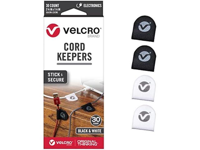 VELCRO Brand Cable Clips 30 Pack Nylon Cord Keeper with Adhesive Removable Cord Holder for Desk, Wall or Nightstand Cable Management Black...