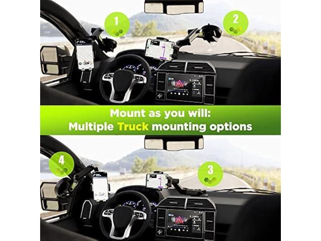 Truckules Truck Phone Holder Mount Heavy Duty Cell Phone Holder for Truck Dashboard Windshield 16.9 inch Long Arm, Super Suction Cup & Stable,...