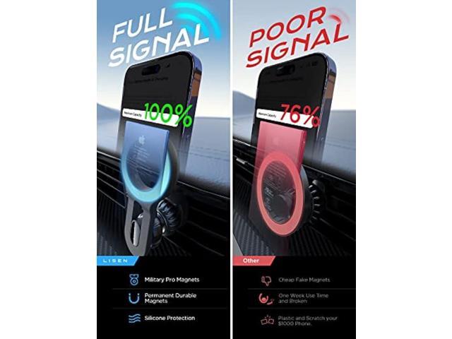 LISEN for MagSafe Car Mount, [Enjoy Never Blocking] Car Phone Holders for iPhone, [Easily Install] Hands Free Magnetic Phone Holder for Car, Fit...