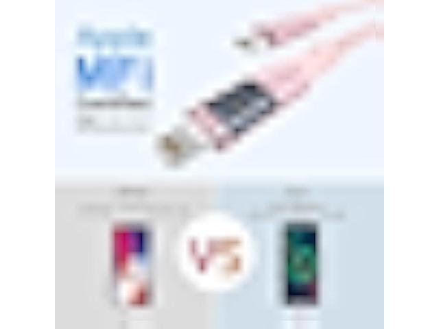 Pink Coiled USB C to Lightning Cable MFi Certified for iPhone/iPad/iPod/Apple CarPlay, PD 27W Fast Charging with Data Transfer USB-C iPhone Charger...