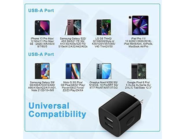 USB Outlet Wall Plug Compatible iPhone 14 Pro Max/13/12/SE/11/8/XS,Samsung Galaxy A14 5G/S23/S21 FE/A13/A23/A03s/A53/S22+,Double USB Wall Charger...