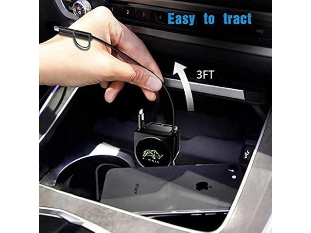 Retractable Car Charger, Fast Charge 3.1A 47W, Retractable Cables (3Ft) and 2 USB Ports Car Charger Adapter, Compatible with iPhone & Android Cell...