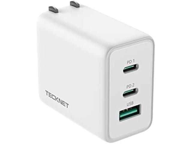 TECKNET 65W GaN Wall Charger PD 3.0 USB-C Fast Charger,3-Port Foldable Travel Adapter for iPhone 16 Pro Max/16 Pro/16 Plus/16/15/Galaxy...