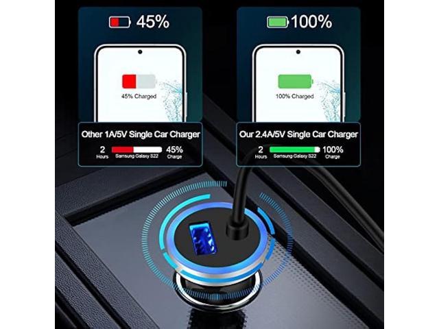 USB C Car Charger, 3.4A Fast Car Charging Lighter Adapter+3ft Type C Coiled Cable for Samsung Galaxy S23 S23+ S23 Ultra A54 A14 A32 A13 A53 S22 S21...