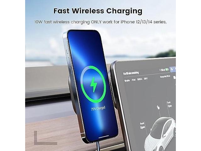 Marnana Fast Charging Wireless Car Charger Mount, Magnetic Foldable Car Phone Holder for Tesla Model 3/Y Designed for MagSafe Compatible with...