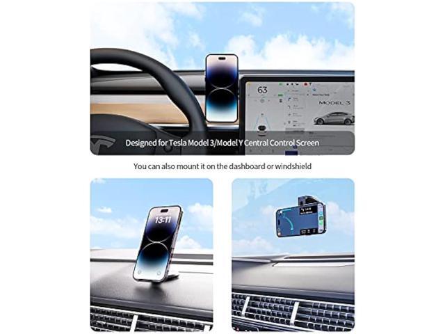 Marnana Fast Charging Wireless Car Charger Mount, Magnetic Foldable Car Phone Holder for Tesla Model 3/Y Designed for MagSafe Compatible with...