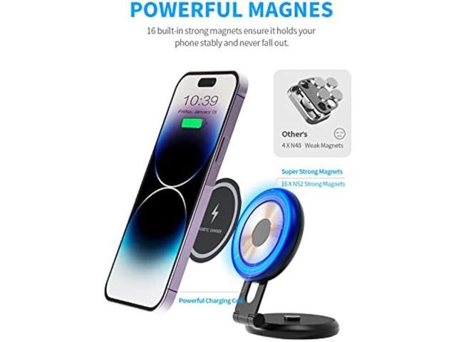 Marnana Fast Charging Wireless Car Charger Mount, Magnetic Foldable Car Phone Holder for Tesla Model 3/Y Designed for MagSafe Compatible with...