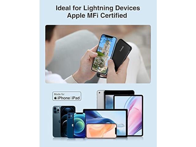 Luxtude 5000mAh Portable Charger iPhone Built in Lightning Cable (MFi Apple Certified), Ultra Slim External Battery Pack, Fast Charge Power Bank...