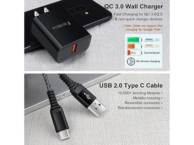 Adaptive Fast Charger Android Charger with 3ft USB Type C Cable Fast Charging for Samsung Galaxy A14 A13 5G A53 A52 A32 A12 A04S A03S S23 S22 S21...
